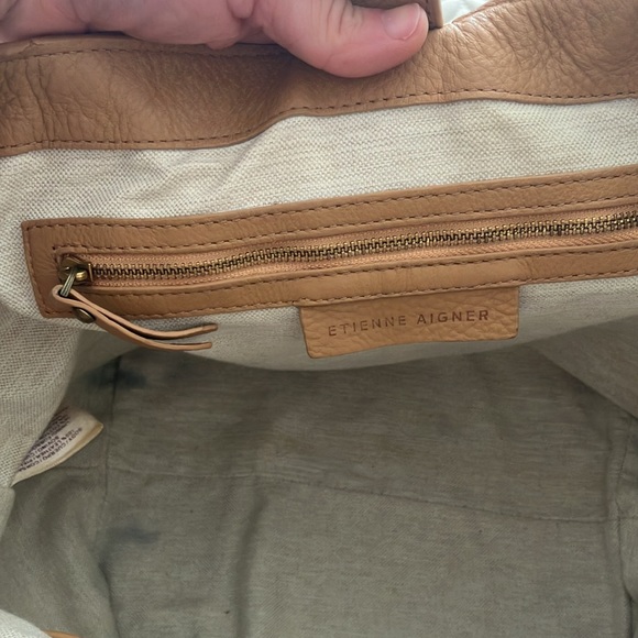 Y2k Etienne Aigner leather camel tote shoulder bag 17”up width x10”inches tall - Picture 13 of 15